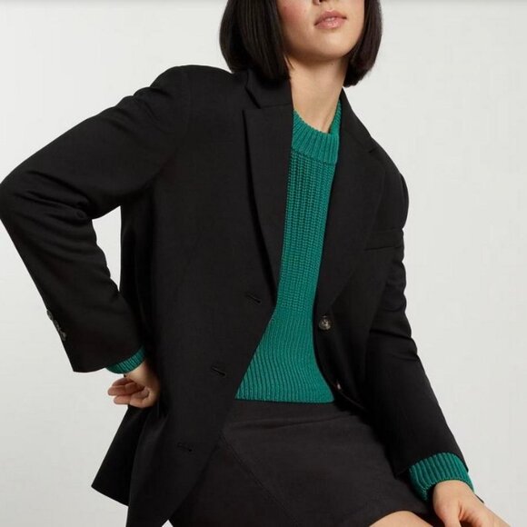 Everlane Italian Wool Blazer Oversized Fit Structured Notch Collar Size 2 NWOT - Picture 4 of 17